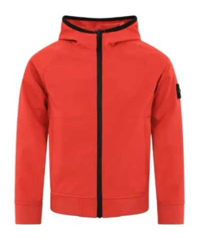 Stone Island Logo Hooded Jacket In Red