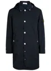 Stone Island Long-sleeved Hooded Cotton Jacket In Blue