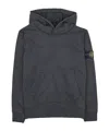 Stone Island Logo Hooded Sweater In Charcoal-grey