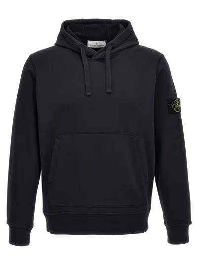 Stone Island Logo Hoodie Sweatshirt In Blue