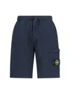 Stone Island Blue Shorts With Elastic Drawstring Waist And Logo Patch On The Front In Cotton Man In Blue