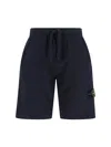 Stone Island Logo Patch Bermuda Shorts In Blue