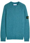 Stone Island Crewneck Sweater With Raglan Sleeves In Blue