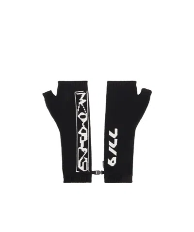 Stone Island Logo Knitted Gloves In Black