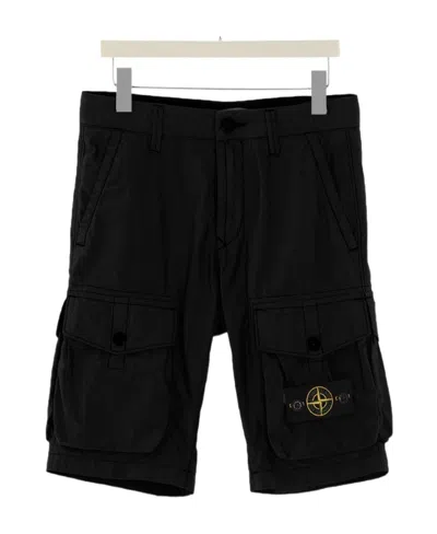 Stone Island Logo Logo Shorts In Black