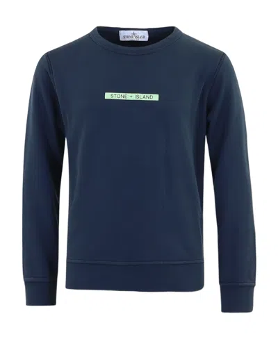 Stone Island Logo Long-sleeved Sweater In Blue