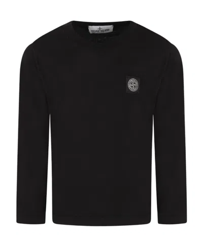 Stone Island Logo Long-sleeved T-shirt In Black