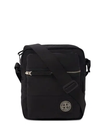 Stone Island Compass Logo-patch Messenger Bag In Black