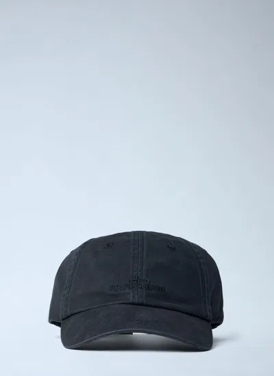 Stone Island Logo Motif Baseball Cap In Black
