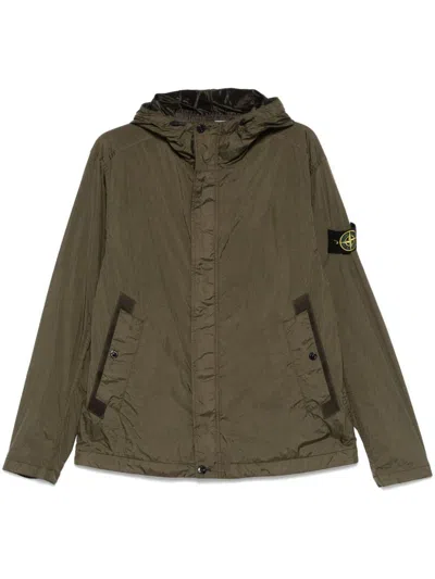 Stone Island Logo Nylon Bloson Jacket In Green