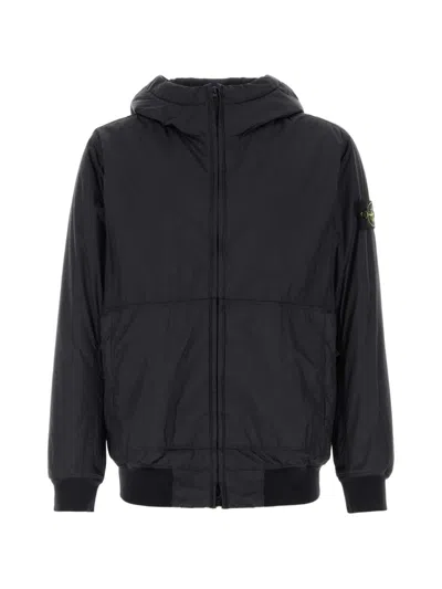 Stone Island Logo Nylon Blouson Jacket In Blue