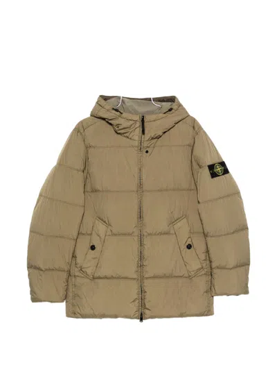 Stone Island Logo Nylon Blouson Jacket In Brown