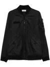 Stone Island Nylon Bomber Jacket Arm Pocket Ribbed In Black