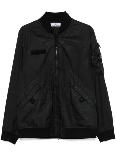 STONE ISLAND LOGO NYLON BOMBER JACKET