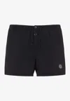 Stone Island Slim Fit Swim Trunks With Compass Patch In Black