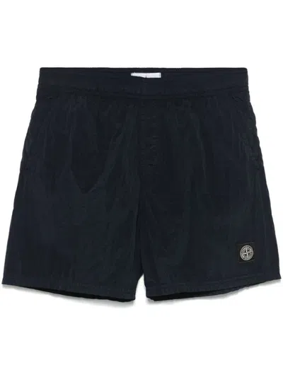 Stone Island Logo Crinkled Nylon Swim Shorts In Multicolor