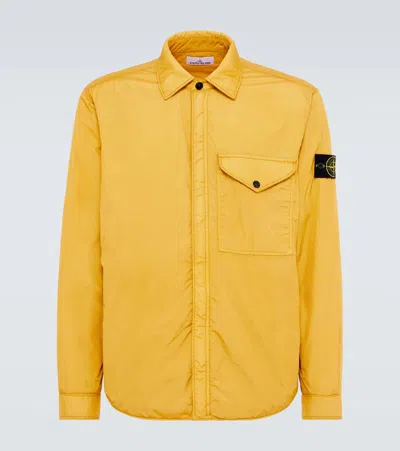 Stone Island Logo Overshirt In Yellow