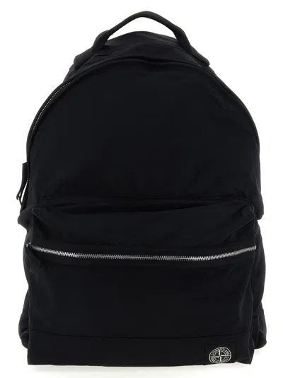 Stone Island Logo Patch Backpack In Black