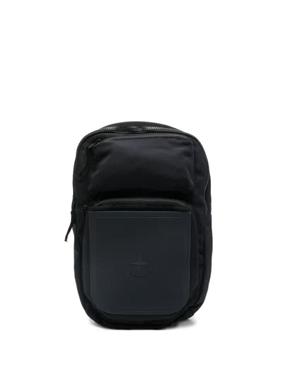Stone Island Logo Patch Backpack In Blue