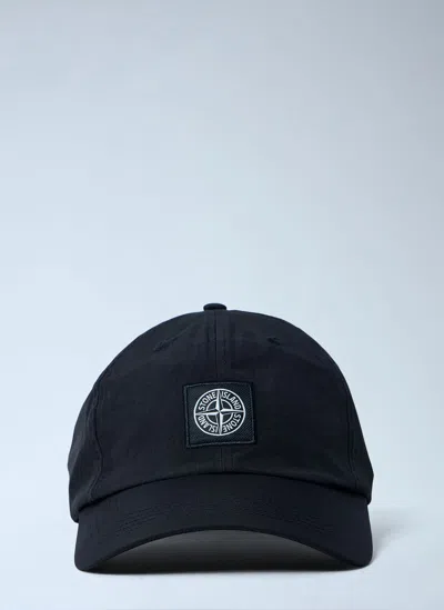 Stone Island Logo Patch Baseball Cap In Black