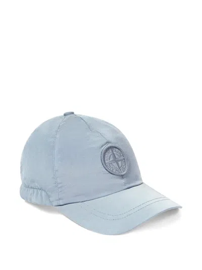 Stone Island Kids' Logo Patch Baseball Cap In Blue