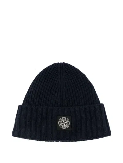 Stone Island Kids' Logo-patch Beanie In Black