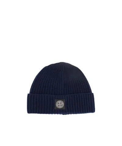 Stone Island Logo-patch Beanie In Black