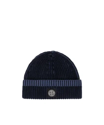 Stone Island Logo-patch Beanie In Black