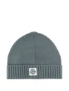 Stone Island Logo-patch Beanie In Gray
