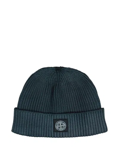 Stone Island Logo-patch Beanie Hat In Brown