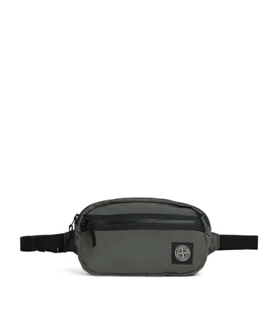 Stone Island Logo Patch Belt Bag In Green