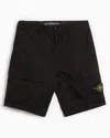 Stone Island Blue Shorts With Elastic Drawstring Waist And Logo Patch On The Front In Cotton Man In Black