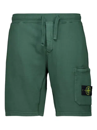 Stone Island Logo-patch Bermuda Shorts In Green