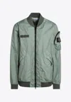 Stone Island Green Bomber Jacket In Lightweight Technical Fabric Men