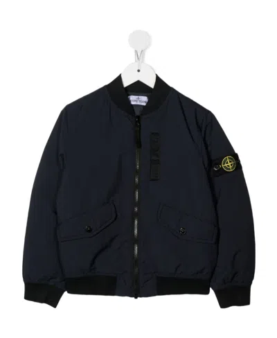 Stone Island Logo-patch Bomber Jacket In Blue
