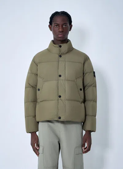 Stone Island Logo Patch Bomber Jacket In Nude