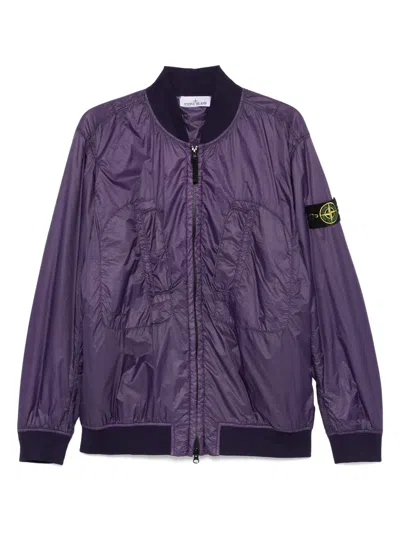 Stone Island Logo-patch Bomber Jacket In Purple
