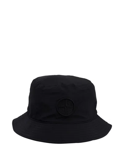 Stone Island Kids' Logo-patch Bucket Hat In Black