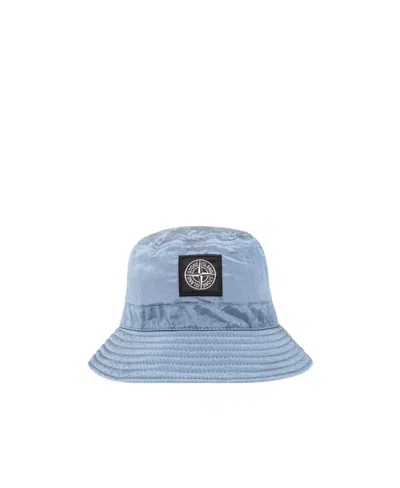 Stone Island Logo-patch Bucket Hat In Blue