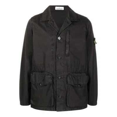 Stone Island Logo Patch Button Fastening Jacket 'black'