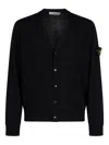 Stone Island Logo-patch Buttoned Cardigan In Black
