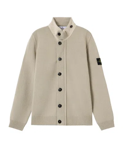 Stone Island Logo Patch Buttoned Cardigan In Neutral