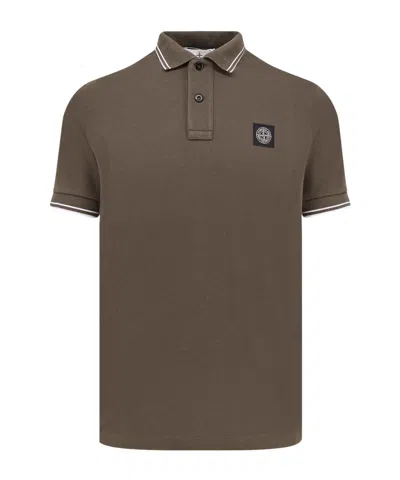 STONE ISLAND STONE ISLAND LOGO PATCH BUTTONED POLO SHIRT
