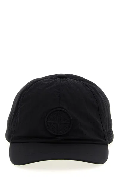 Stone Island Logo Patch Cap In Black