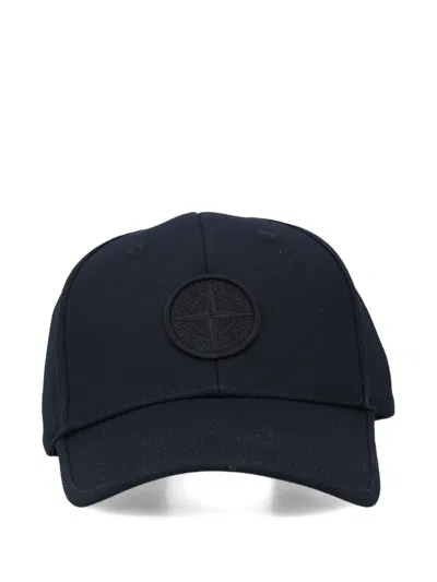 Stone Island Kids' Logo-patch Cap In Blue