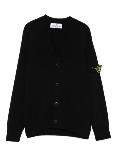 Stone Island Kids' Logo-patch Cardigan In Black