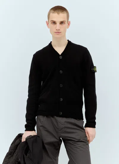 Stone Island Logo Patch Cardigan In Black