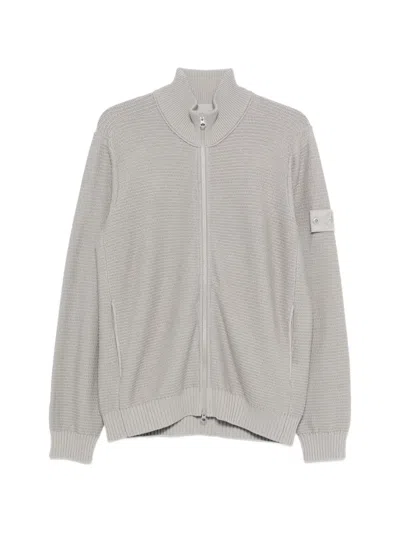 Stone Island Logo-patch Cardigan In Gray
