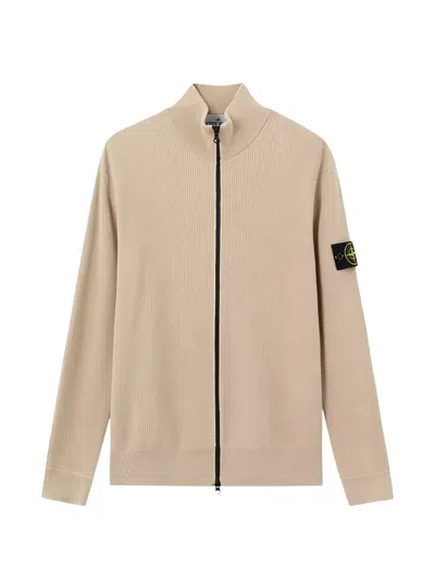 Stone Island Logo-patch Cardigan In Neutral