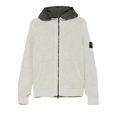Pre-owned Stone Island Logo Patch Cardigan 'pearl Grey' | Men's Size L
